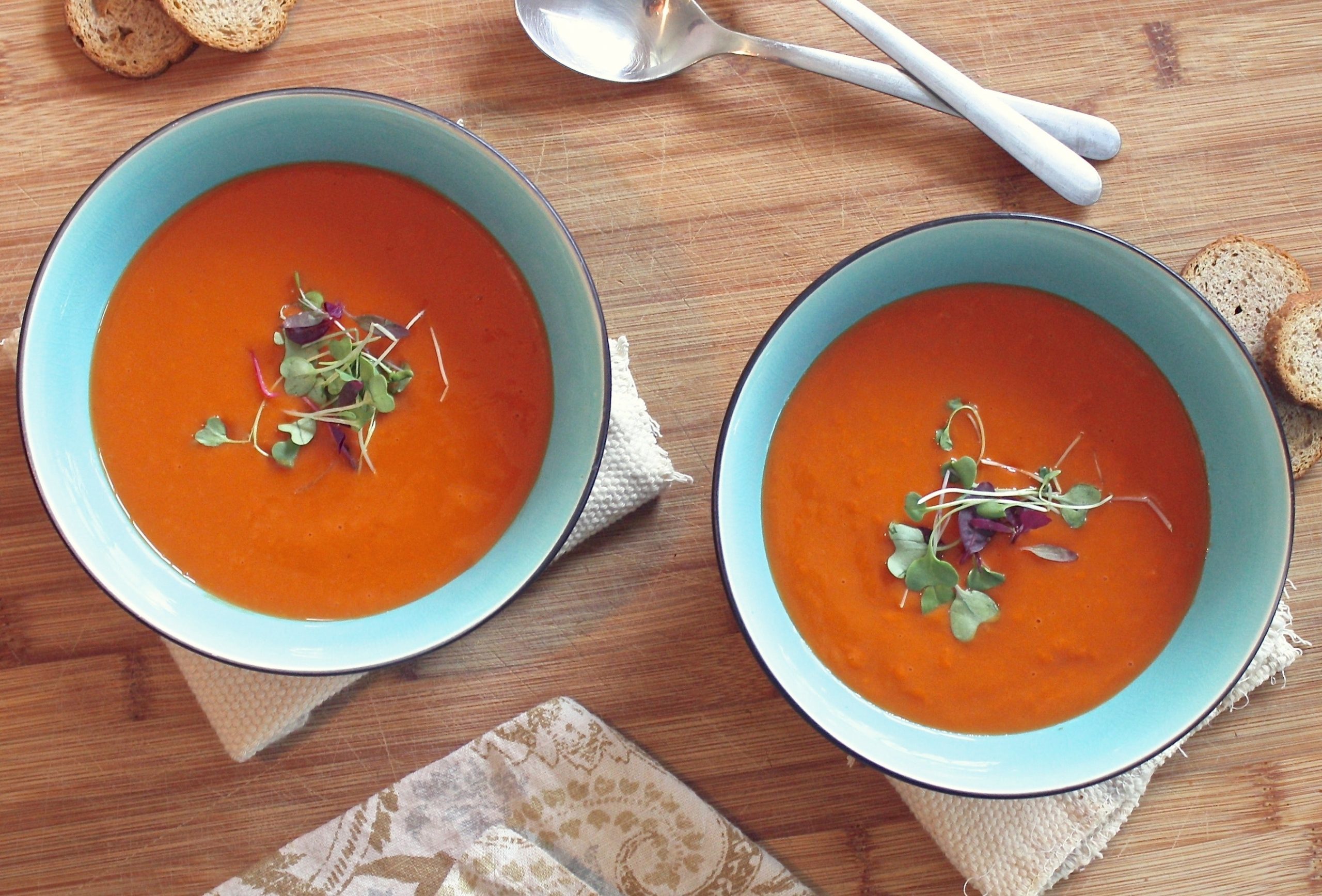 Degusta de una deliciosa sopa de tomate y ajo